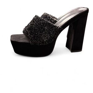 Elegant Black Glitter Platform Heels